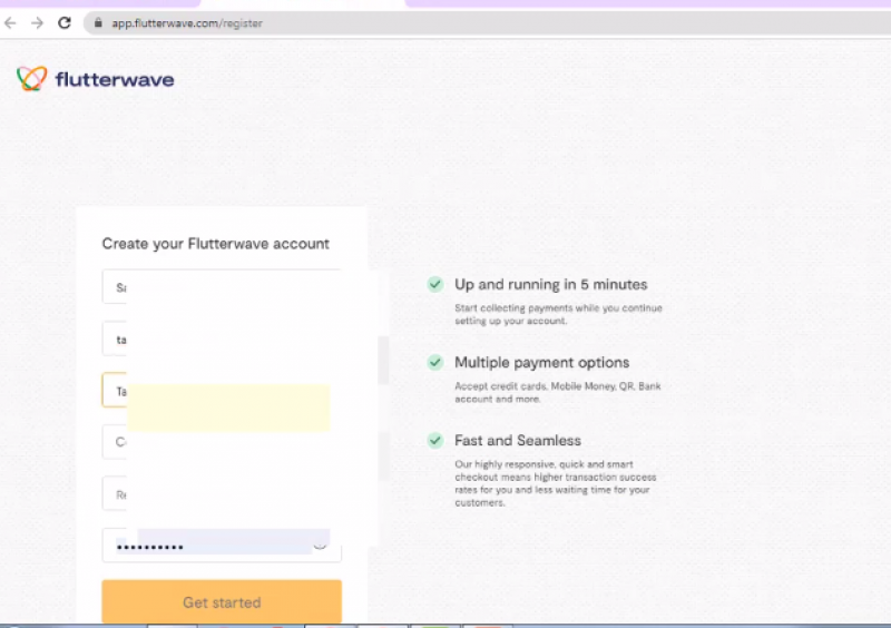 Flutterwave Create your account